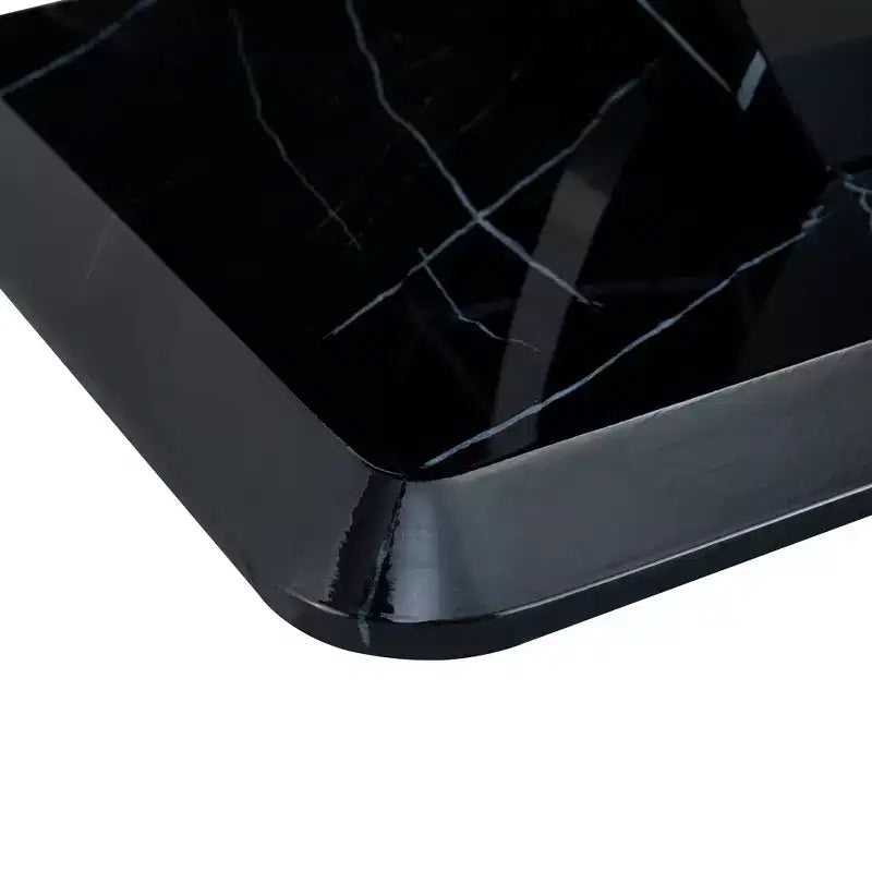 43W Coffee Table Cocktail Table Center Table, Marble Pattern/Wood Texture, Minimalist, White/Black/Walnut-ModernLuxe