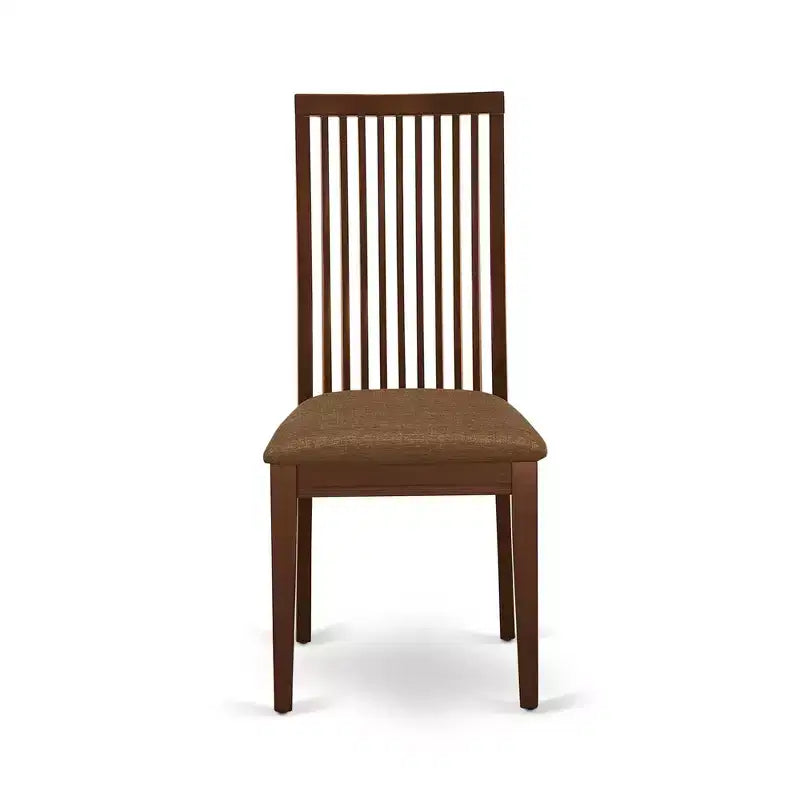 HomeStock Ipswich Dining Room Chairs Linen Fabric Solid Wood Chairs Set of 2 Mahogany