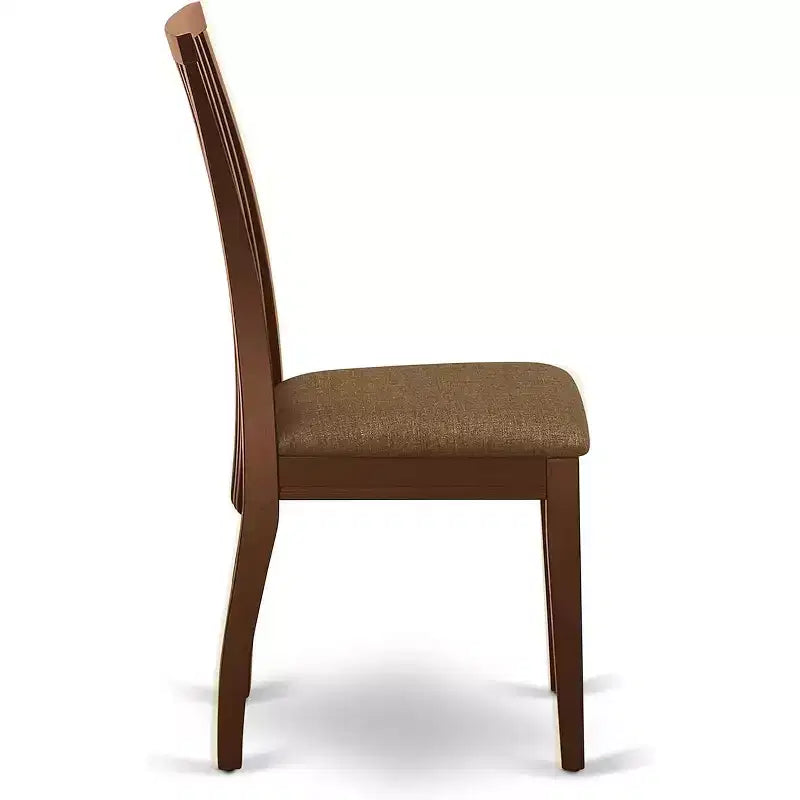 HomeStock Ipswich Dining Room Chairs Linen Fabric Solid Wood Chairs Set of 2 Mahogany