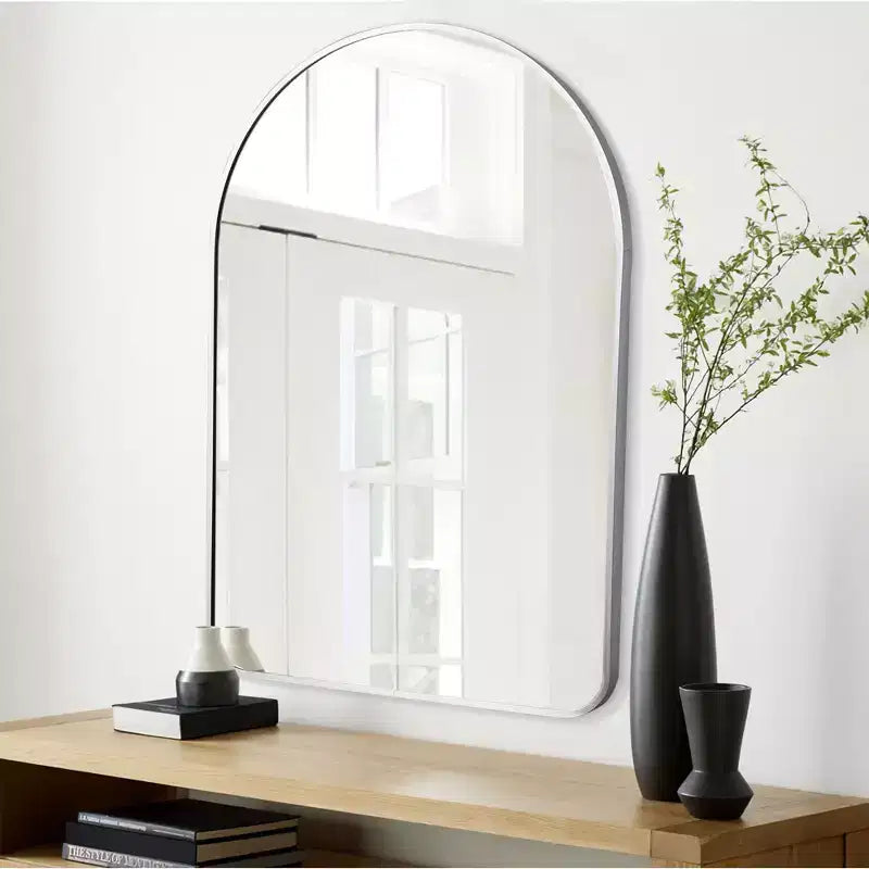 Silver Aluminum Slim-Edge Arch Mirror - Rounded Corners 91x61x4cm
