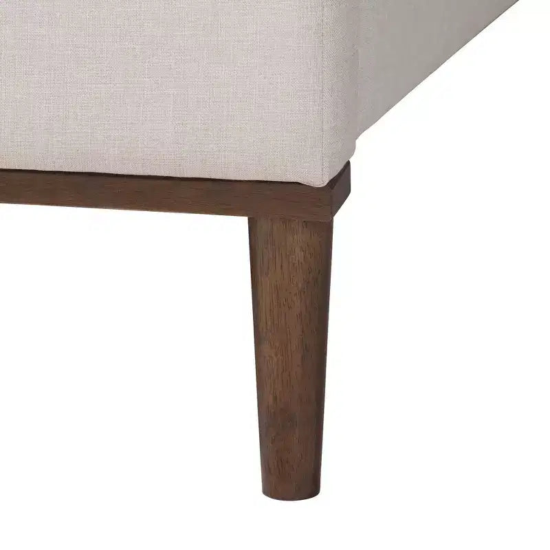 Baxton Studio Nikolai Mid-Century Channel Tufted Beige Fabric and Wenge Brown Wood 4-Piece Queen Bedroom Set