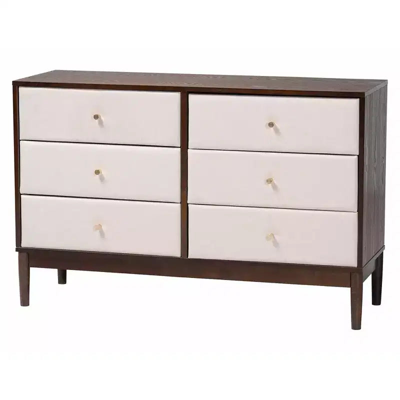 Baxton Studio Nikolai Mid-Century Channel Tufted Beige Fabric and Wenge Brown Wood 4-Piece Queen Bedroom Set