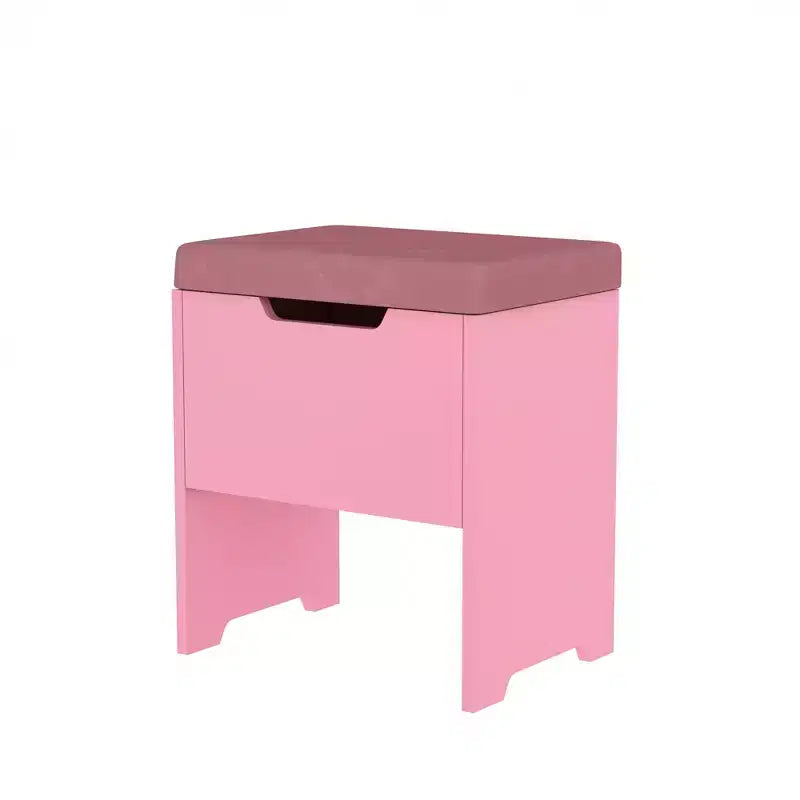 VECELO Vanity Desk with LED Lighted Mirror & Power Outlet, Makeup Table with 4 Drawers & Storage Stool, Adjustable 3 Lighting Modes for Bedroom