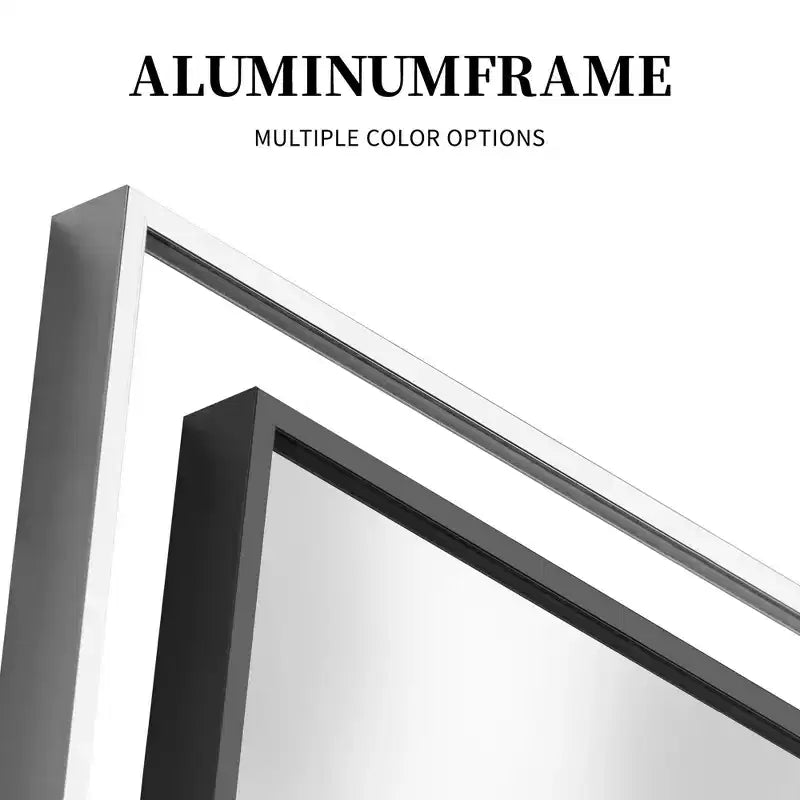 Miroir rectangulaire intégral à bords fins argentés en alliage d'aluminium, 163x54x1,5cm (Support inclus)