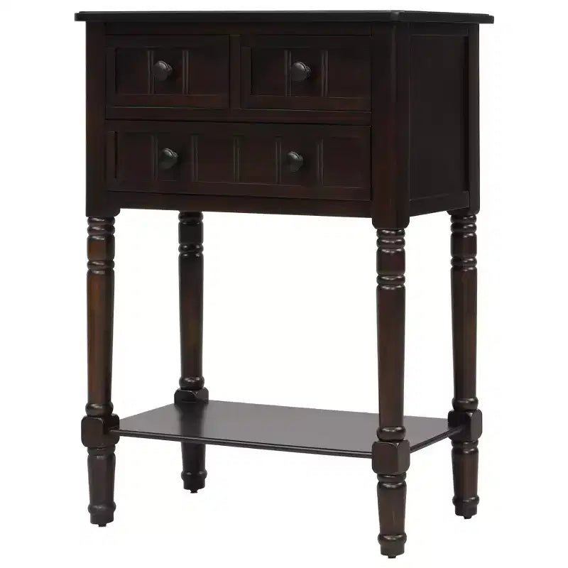 Console en bois rectangulaire AndMakers de 23,7 po avec 3 tiroirs