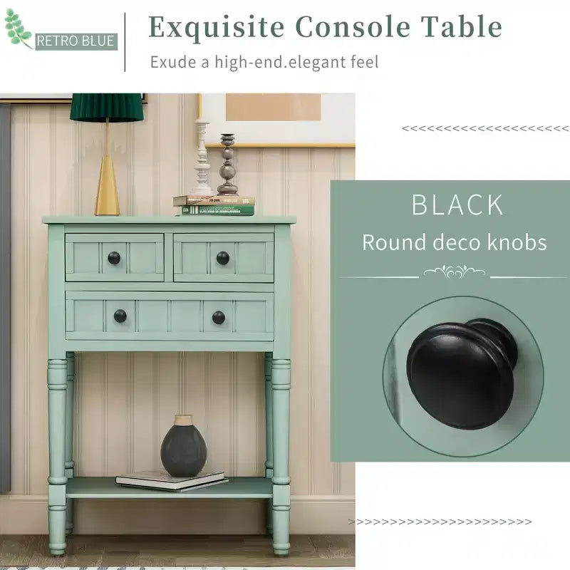 Console en bois rectangulaire AndMakers de 23,7 po avec 3 tiroirs