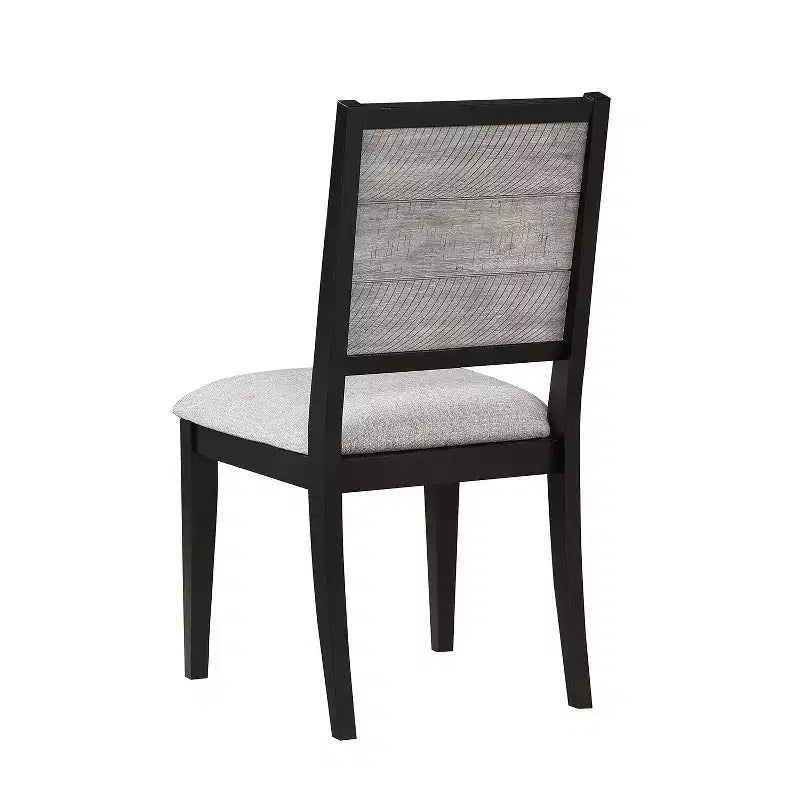 Simple Relax Set of 2 Fabric Upholstered Dining Side Chairs in Dove Grey and Black