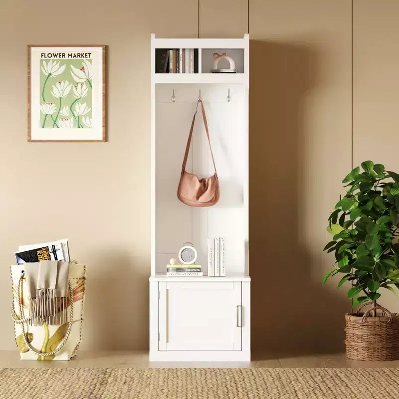 Shoe Storage Bench With Shelves Coat Hooks, Elegant Hall Tree With Wall Mounted Coat Rack, Entryway Organizer For Hallway, Foyer, Mudroom
