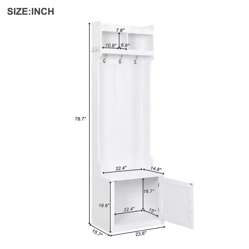 Panca scarpiera con ripiani e appendiabiti, Elegante mobile appendiabiti con attaccapanni a muro, Organizzatore per ingresso, atrio, ripostiglio