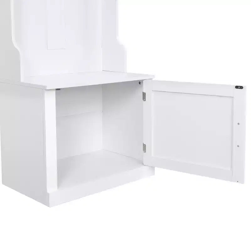 Panca scarpiera con ripiani e appendiabiti, Elegante mobile appendiabiti con attaccapanni a muro, Organizzatore per ingresso, atrio, ripostiglio