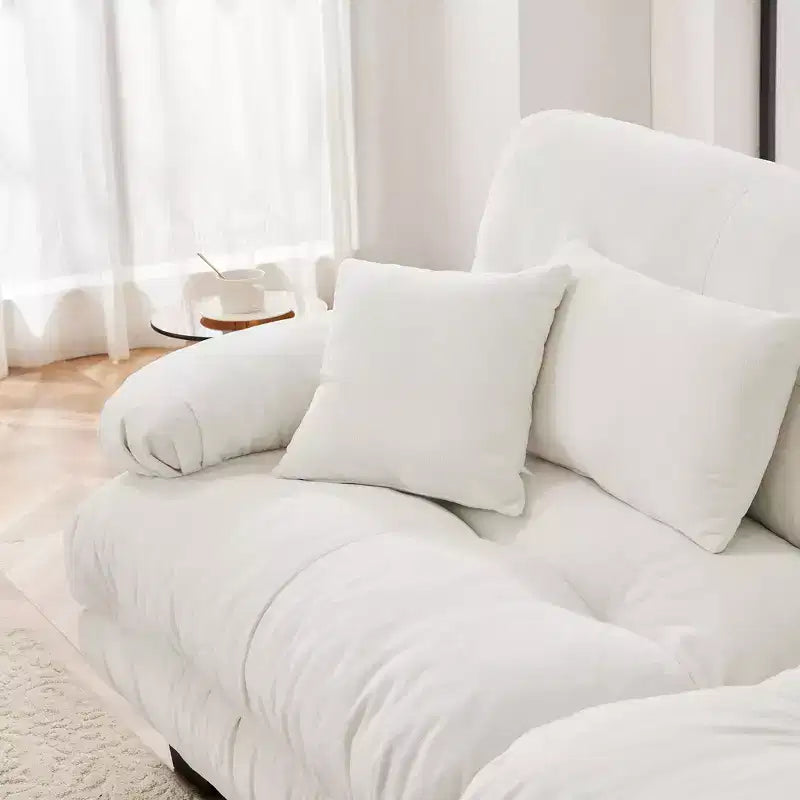 Cloud Couch Sleeper Sofa for Living Room, Chenille 2 Seater sofa with 2 Lumbar pillows and 2 throw pillows , Upholstered Wide Arm Sofa with 2 Ottomans