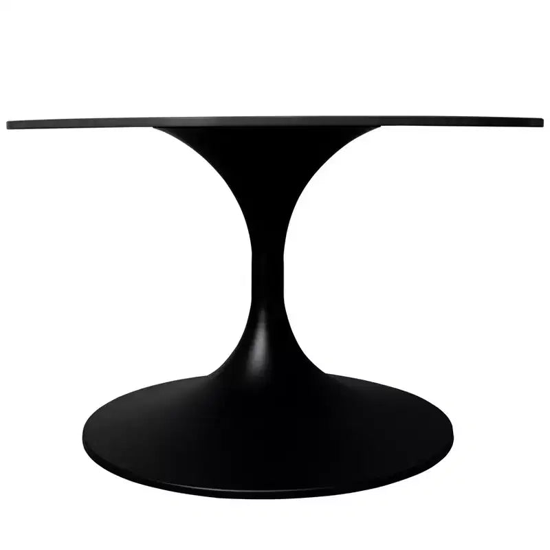 Table Basse Ronde LeisureMod Verve 24 - Plateau en Pierre Frittée et Piètement Socle Noir Moderne, Table d'Appoint pour Salon Contemporain