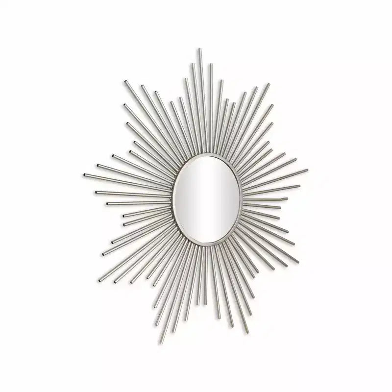 HomeRoots Miroir d'appoint encadré en métal argenté de 32 po modèle Sunburst