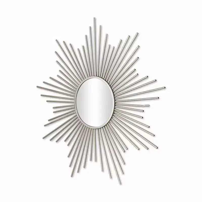 HomeRoots Miroir d'appoint encadré en métal argenté de 32 po modèle Sunburst