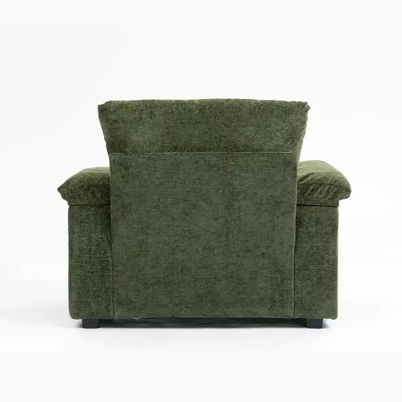 Fauteuil surdimensionné moderne avec ottoman, fauteuil d'appoint confortable en tissu chenille avec porte-gobelets et ports USB - ModernLuxe