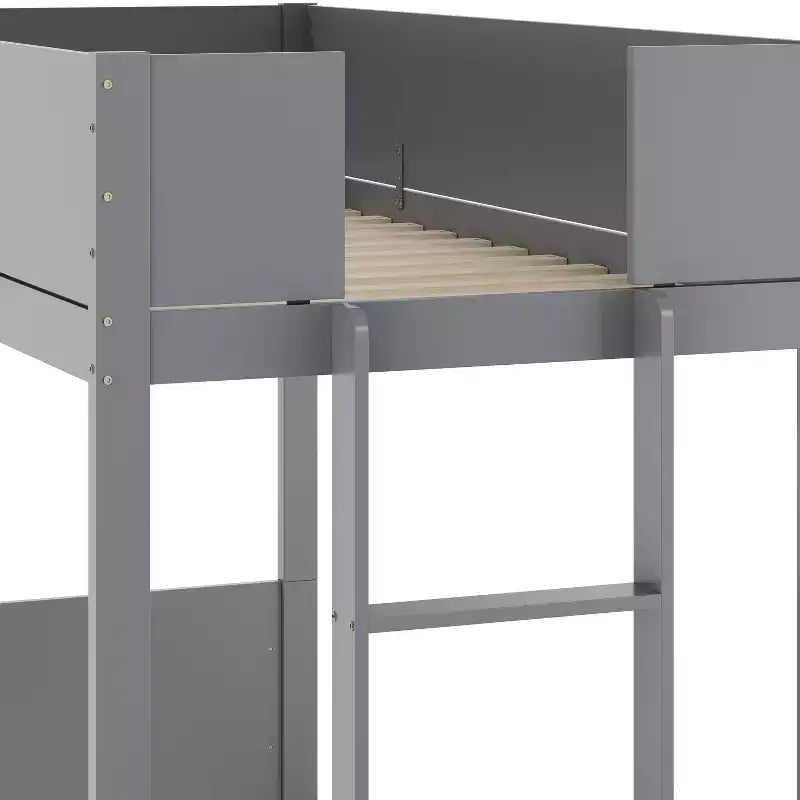 Emma and Oliver Kids Bunk Bed with Convertible, Solid Wood Frame and Easy-to-Climb Ladder with No Box Spring Required