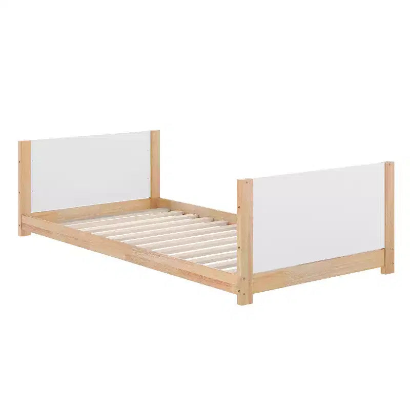 Emma and Oliver Kids Bunk Bed with Convertible, Solid Wood Frame and Easy-to-Climb Ladder with No Box Spring Required