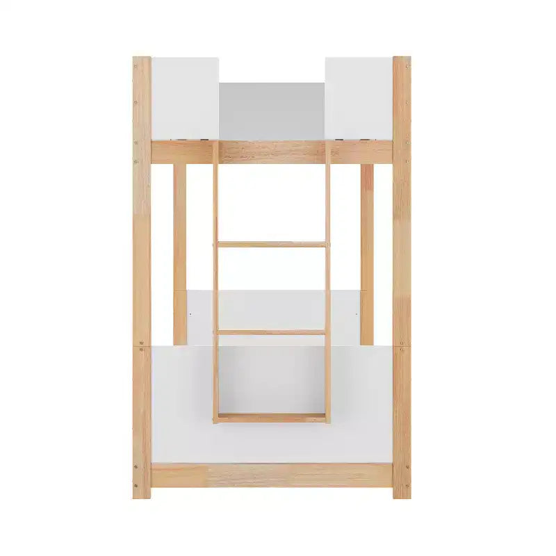 Emma and Oliver Kids Bunk Bed with Convertible, Solid Wood Frame and Easy-to-Climb Ladder with No Box Spring Required