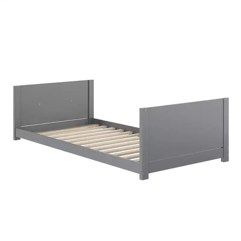 Emma and Oliver Kids Bunk Bed with Convertible, Solid Wood Frame and Easy-to-Climb Ladder with No Box Spring Required
