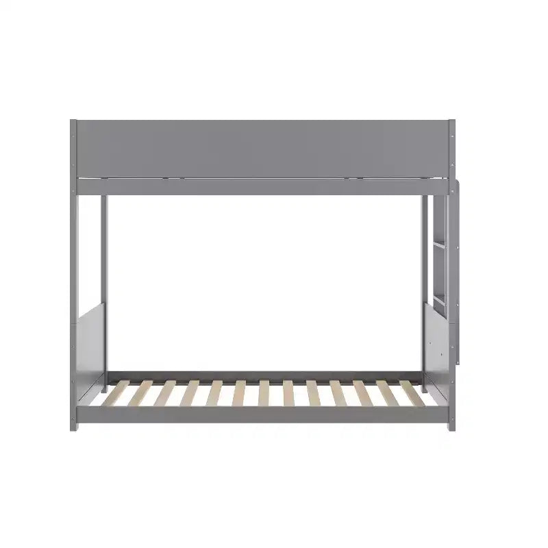 Emma and Oliver Kids Bunk Bed with Convertible, Solid Wood Frame and Easy-to-Climb Ladder with No Box Spring Required