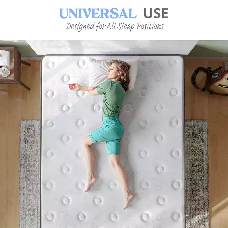 Matelas hybride Emma et Oliver de 12 pouces, en mousse haute densité rafraîchissante et ressorts ensachés en boîte, mousse certifiée CertiPur-US, Blanc/Noir