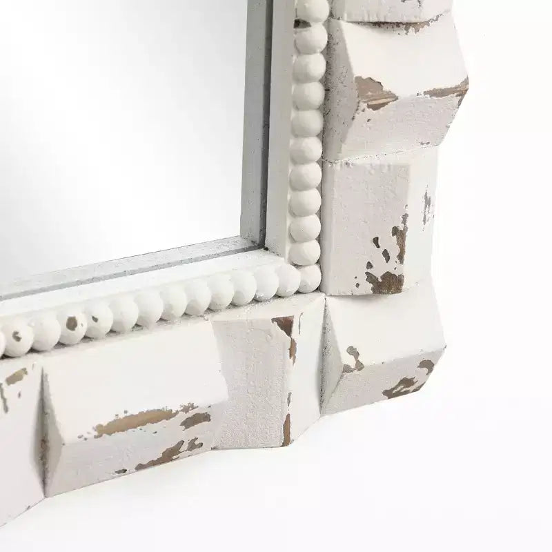 LuxenHome Distressed White Arch Rectangle 36-Inch Tall Wall Mirror, Accent and Vanity