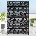 72 H47W Jardinière noire en métal Dovelina avec treillis brise-vue pour patio de café, jardin et balcons