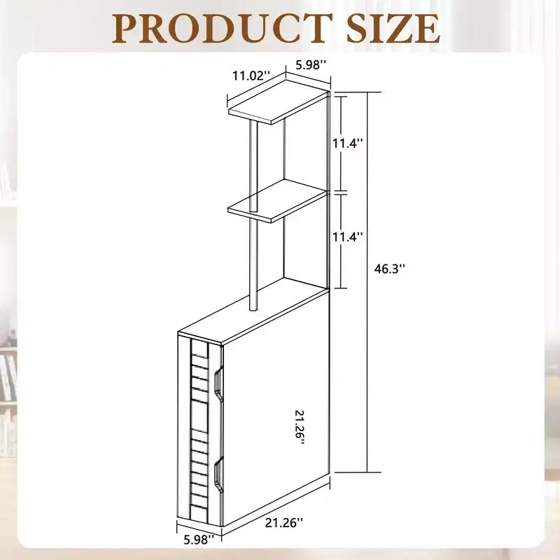 Meuble de Rangement Étroit VECELO pour Salle de Bain, Organisateur de Rangement Mince avec 2 Étagères Ouvertes et une Porte, Meuble Autoportant pour Petits Espaces, Blanc