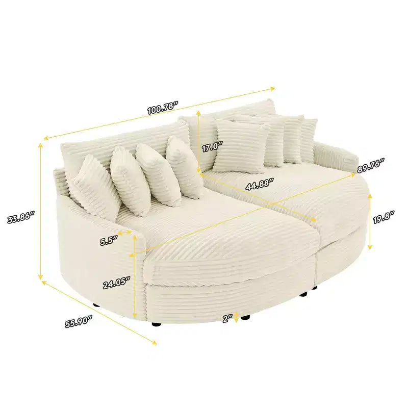 Hyleory Corduroy Oversized left and right chaise lounge Sectional Sofa with 8 pillows,Upholstered Convertible Sofa