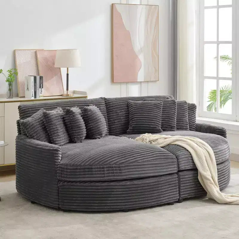 Hyleory Corduroy Oversized left and right chaise lounge Sectional Sofa with 8 pillows,Upholstered Convertible Sofa