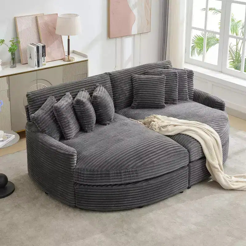 Hyleory Corduroy Oversized left and right chaise lounge Sectional Sofa with 8 pillows,Upholstered Convertible Sofa