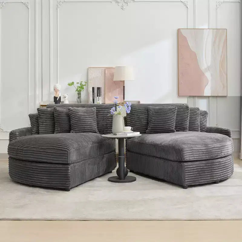 Hyleory Corduroy Oversized left and right chaise lounge Sectional Sofa with 8 pillows,Upholstered Convertible Sofa