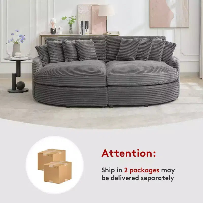 Hyleory Corduroy Oversized left and right chaise lounge Sectional Sofa with 8 pillows,Upholstered Convertible Sofa