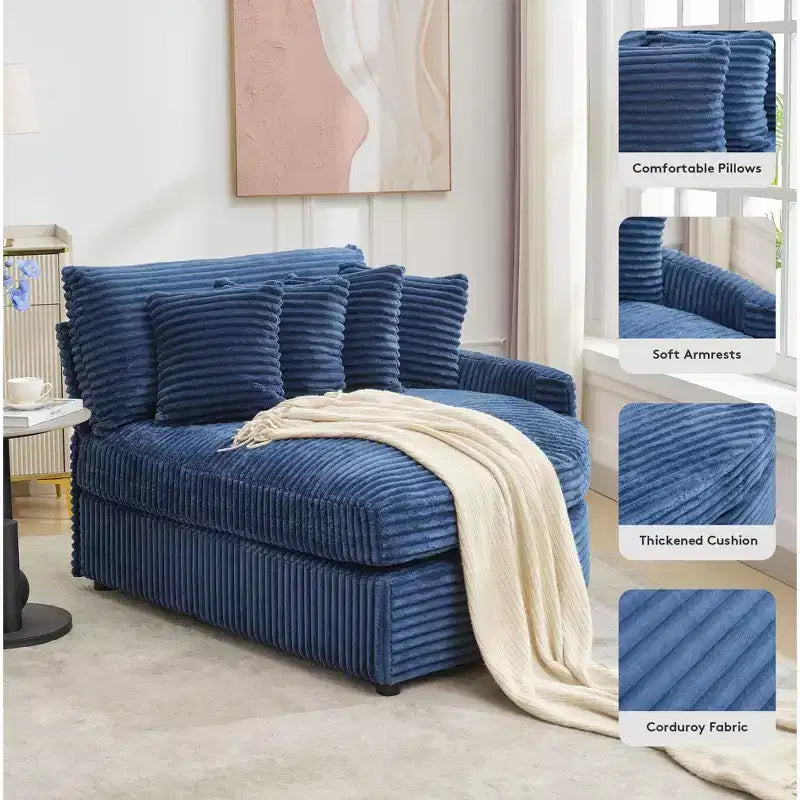 Hyleory Corduroy Oversized left and right chaise lounge Sectional Sofa with 8 pillows,Upholstered Convertible Sofa