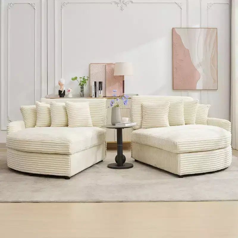 Hyleory Corduroy Oversized left and right chaise lounge Sectional Sofa with 8 pillows,Upholstered Convertible Sofa