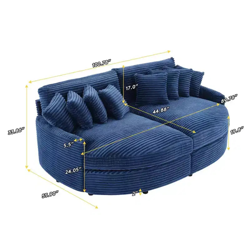 Hyleory Corduroy Oversized left and right chaise lounge Sectional Sofa with 8 pillows,Upholstered Convertible Sofa