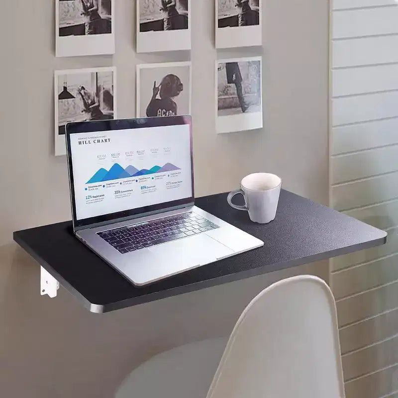 Yescom Bureau d'ordinateur flottant mural, table d'étude pour bureau à domicile, gain de place, noir