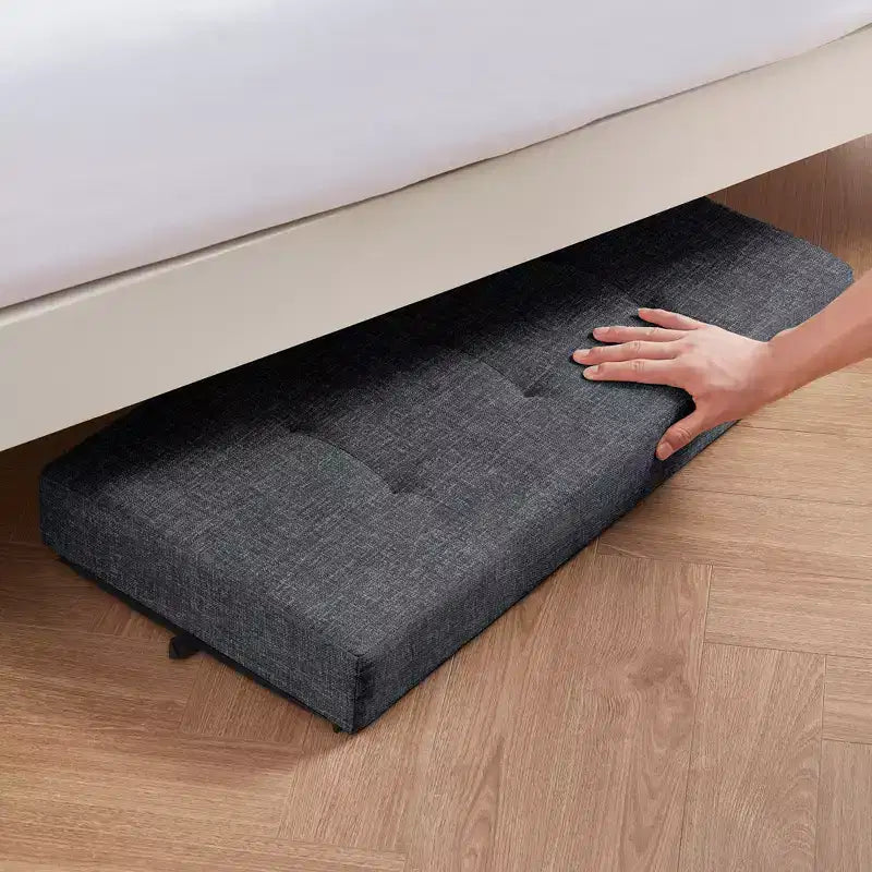 Banc de rangement ottoman pliant matelassé en lin Ornavo Home de 76 cm avec pieds pour chambre, entrée et salon