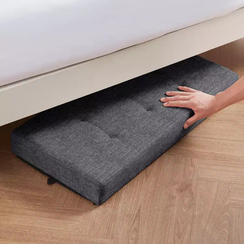Banc de rangement ottoman pliant matelassé en lin Ornavo Home de 76 cm avec pieds pour chambre, entrée et salon