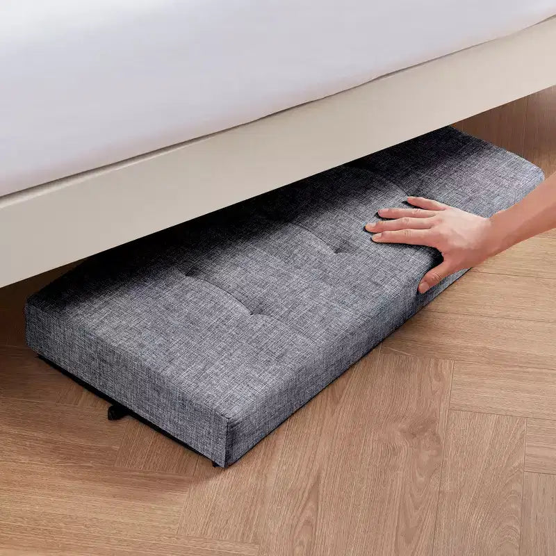 Banc de rangement ottoman pliant matelassé en lin Ornavo Home de 76 cm avec pieds pour chambre, entrée et salon