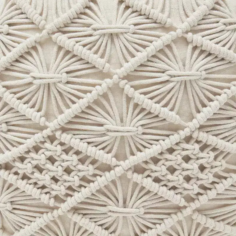 Pouf ottoman tressé en macramé de coton Ornavo Home - 18,5 x 15