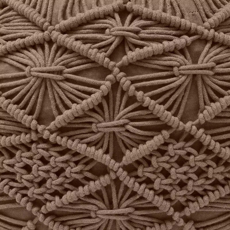 Pouf ottoman tressé en macramé de coton Ornavo Home - 18,5 x 15