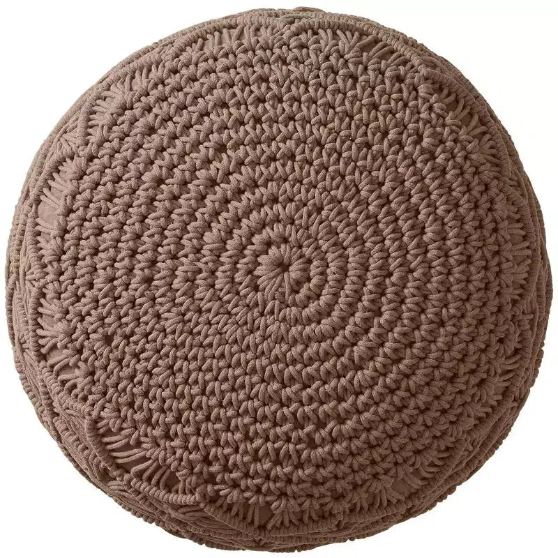 Pouf ottoman tressé en macramé de coton Ornavo Home - 18,5 x 15