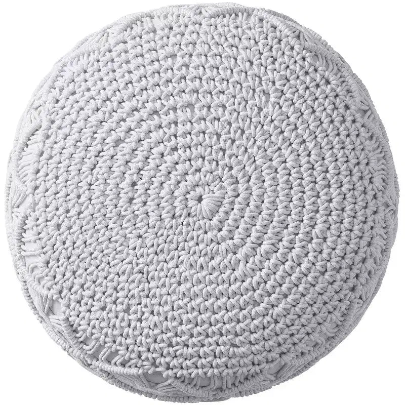 Pouf ottoman tressé en macramé de coton Ornavo Home - 18,5 x 15