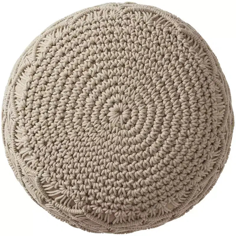 Pouf ottoman tressé en macramé de coton Ornavo Home - 18,5 x 15