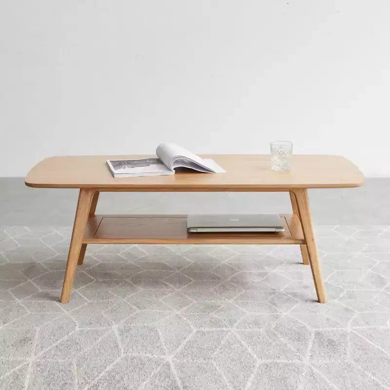 Table basse Chic Crate - 100 % bois massif au design naturel, montage facile et étagère de rangement - Bureau multifonctionnel