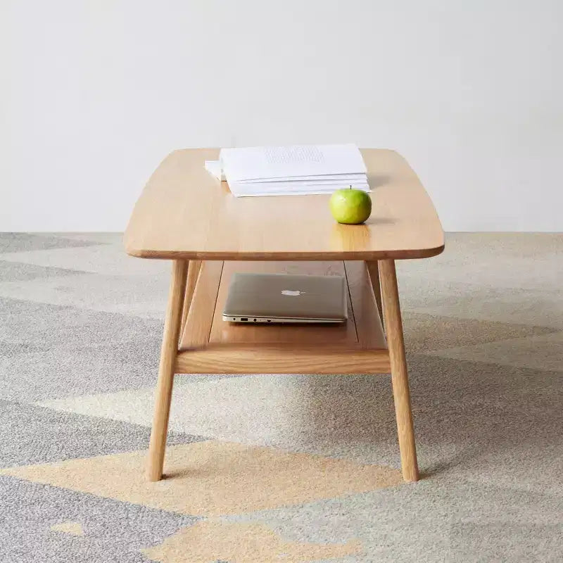 Table basse Chic Crate - 100 % bois massif au design naturel, montage facile et étagère de rangement - Bureau multifonctionnel