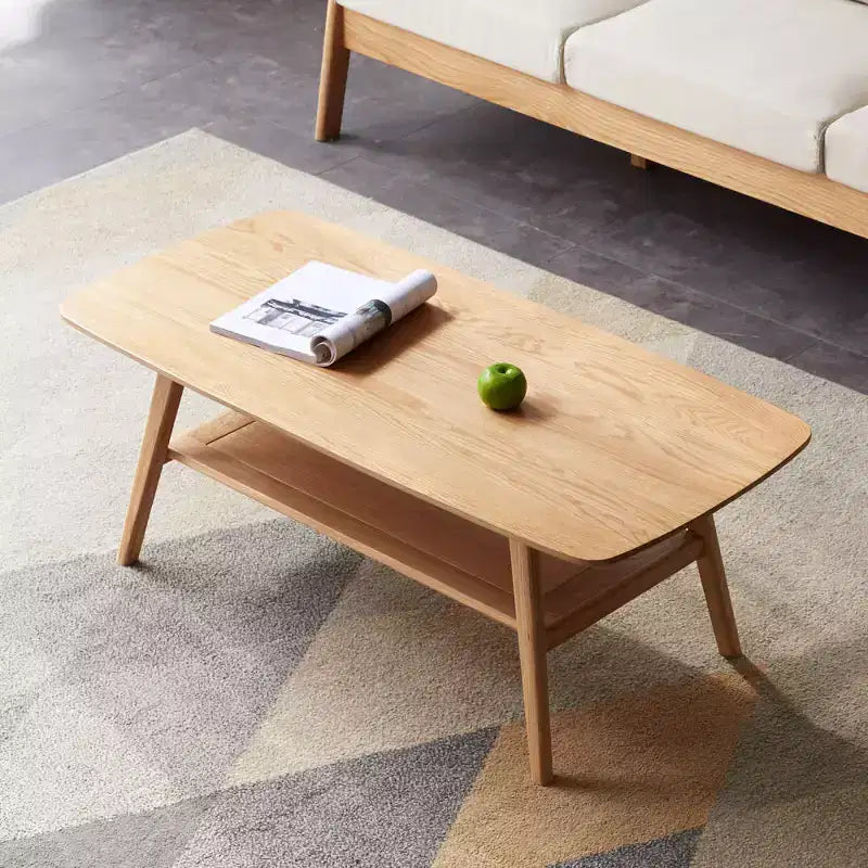 Table basse Chic Crate - 100 % bois massif au design naturel, montage facile et étagère de rangement - Bureau multifonctionnel