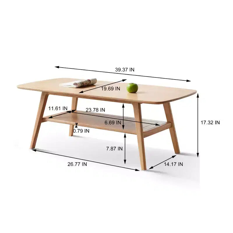Table basse Chic Crate - 100 % bois massif au design naturel, montage facile et étagère de rangement - Bureau multifonctionnel