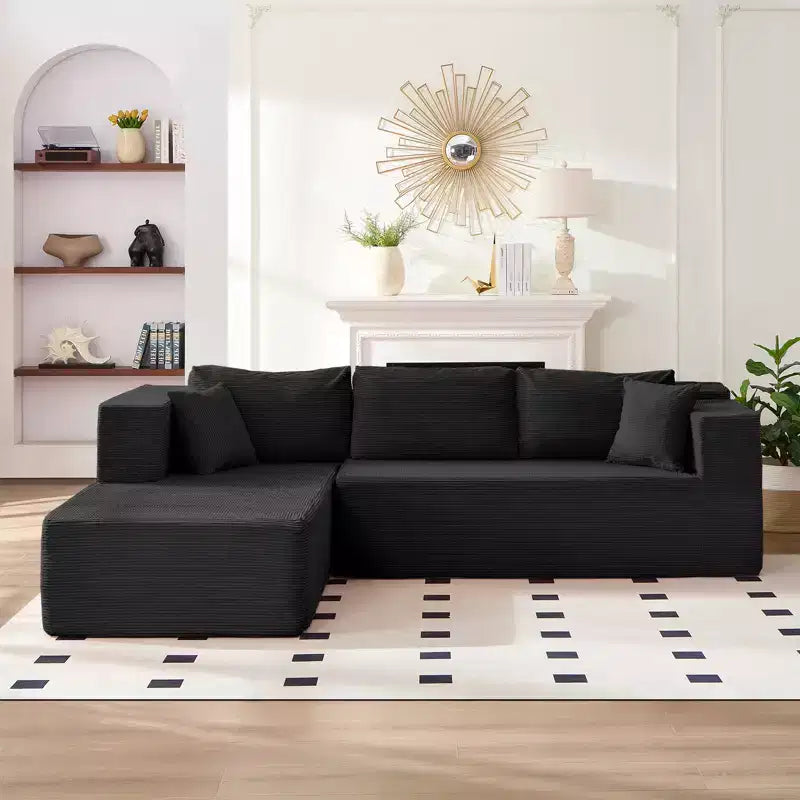Mjkone 106'' Modern 2-Piece Corduroy Free Combination L-Shaped Sofa Deep Seat,Upholstered Chaise Sectional Sofas With Left Chaise